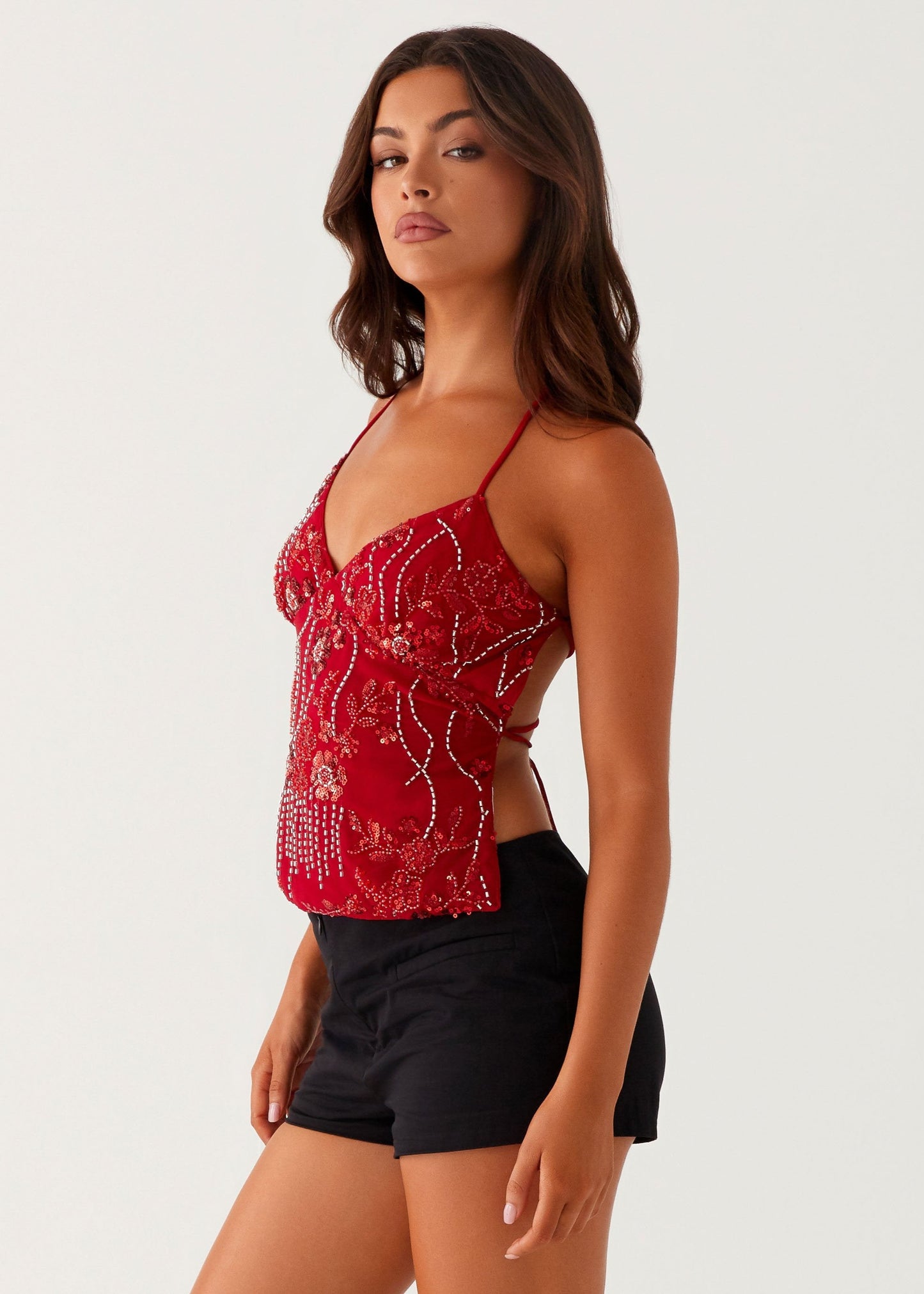 Top rouge sequin